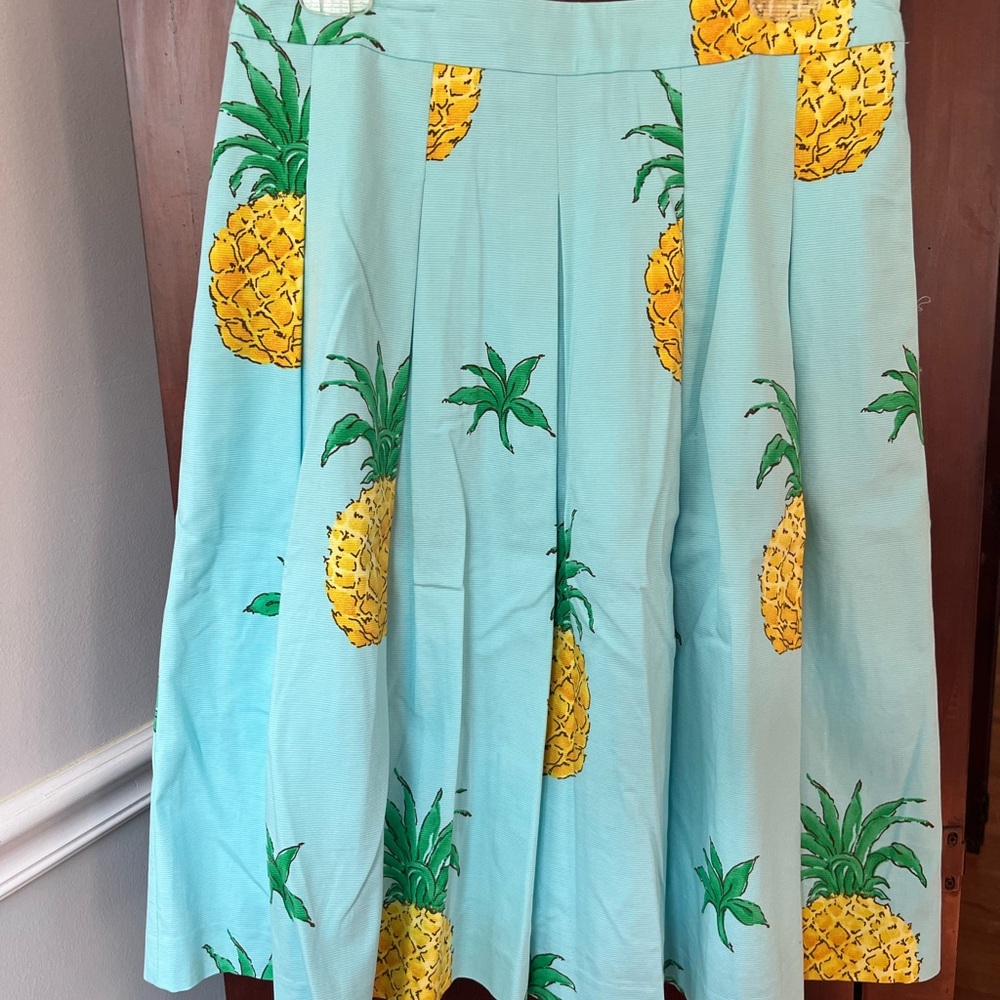 Talbots Blue Midi A-Line Skirt with Pleats